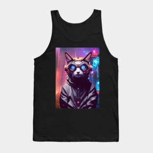 Techno Cat In Japan Neon City Tank Top